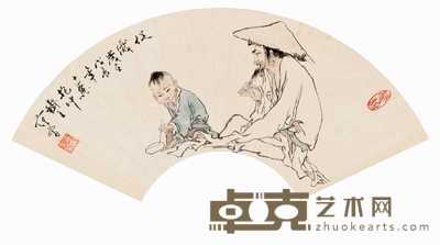 范曾 1988年作 促织 扇面镜心 18.5×54.5cm